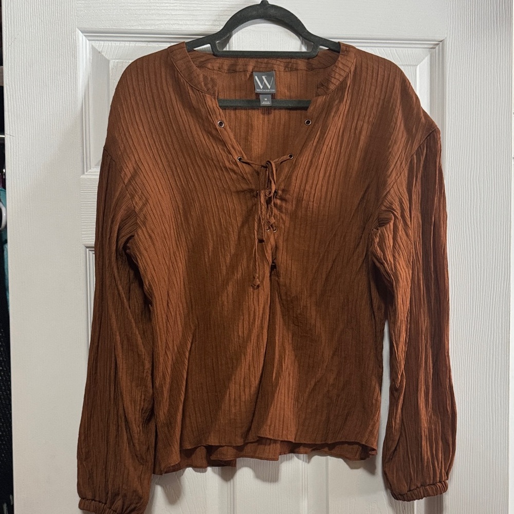Worthington Rust Long Sleeve Blouse